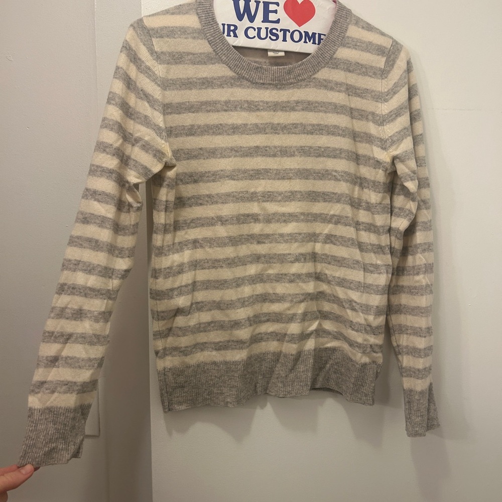 C&C California Cashmere Sweater with Gray and Cream Stripes
